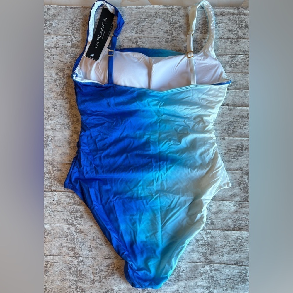 NEW w/Tags La Blanca Ocean Oasis Ombre Sapphire Blue Tank One Piece Swimsuit 10 - Picture 6 of 6